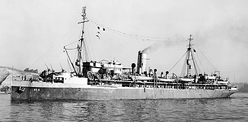 USS Beaver AS-5 departing Mare Island Navy Yard, 20 September 1943