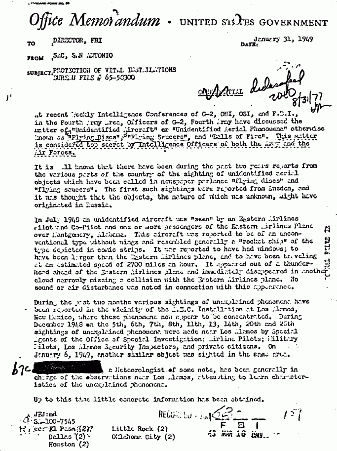 Protection Of Vital  Installations - 1/31/49 - FBI #1